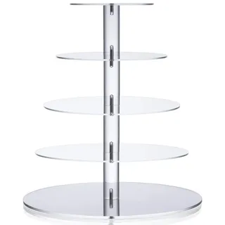 Ulifeme Cupcake Ständer, Tortenständer 5 Etagen Acryl für Hochzeit, Party, Geburtstag, Baby Duschen & Kuchen Dessert, Torten Etagere 5-stöckig mit 4mm Dicke Acryl, 14''/12''/10''/8''/6'' Durchmesser