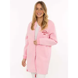 Kurzmantel ZWILLINGSHERZ "Sunday Breakfast", Damen, Gr. S, pink, Sweatware, Obermaterial: 50% Baumwolle, 50% Polyester, Mäntel Kurzmantel, große Stickerei hinten, Reißverschluss und Taschen