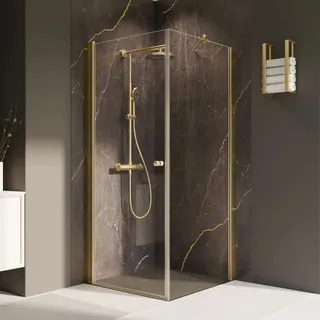 Breuer Drehtür Elana 2.0 für Seitenwand Klarglas 200 cm x 100 cm Gold Anschlag L