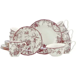 Kombiservice CREATABLE "Adelaide, Service 16-tlg.", rot, 16, Porzellan, Geschirr-Sets, Kombiservice, Nostalgischer Vintage Dekor, Elegante Form