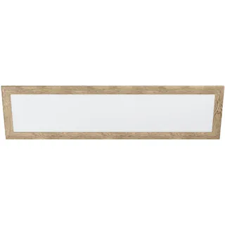 EGLO LED Panel Piglionasso mit Holz Deko-Rahmen, Deckenlampe Holz in Hell-Braun geflammt, Küchenlampe, Bürolampe, LED Flurlampe Decke neutralweiß, L 124,5 cm