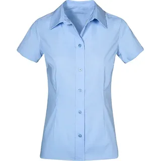 Business Kurzarm-Bluse Damen, Hellblau, L - Blau