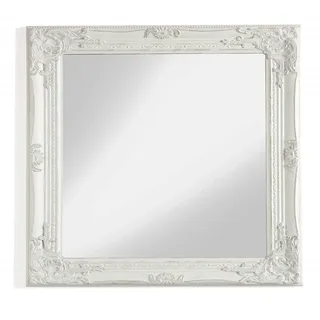 MONTEMAGGI Weißer Holzspiegel mit Shabby-Rahmen, rechteckiger Wandspiegel für Schlafzimmer, Bad oder Wohnzimmer, antikweißer Shabby-Spiegel, 62x4x72 cm