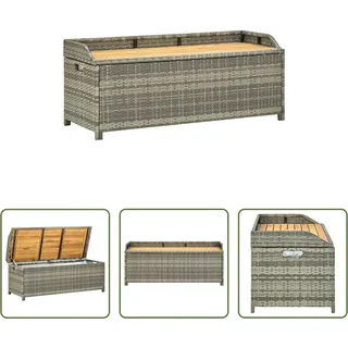 The Living Store Gartenbank mit Stauraum 120 cm Poly Rattan Grau - Grau
