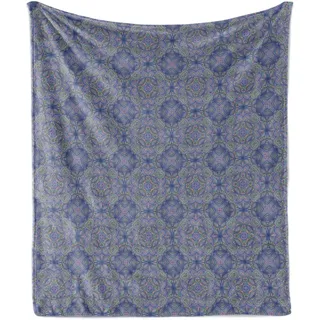 ABAKUHAUS Mosaik Weich Flanell Fleece Decke, Bunte Dotwork Herz und verschiedene Formen Muster Geometrische Zusammenfassung, 175 x 230 cm, Dunkler Lavendel Mehrfarbig