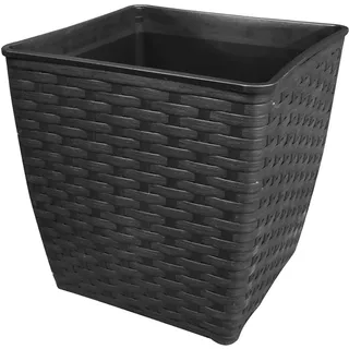 Dehner Kunststofftopf, ca. 26 x 26 x 26 cm, Polyrattanoptik, schwarz