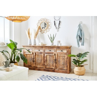 Home Affaire Sideboard »Maneesh«, Kommode aus massivem Mangoholz, viele Stauraummöglichkeiten, B/ 179cm, beige