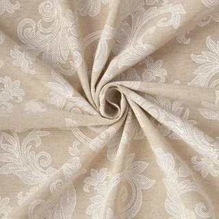 Tischläufer, 4-6 Personen, 145 x 180 cm, Blumen, Beige, Jacquard, Chambray Homespun Baumwolle, waschbar für Familienfeiern - Beige