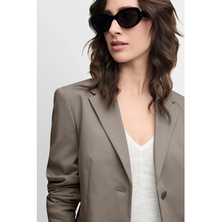 Jackenblazer CINQUE "CILARNI", Damen, Gr. 44, braun, Web, Obermaterial: 64% Baumwolle, 33% Polyester, 3% Elasthan, unifarben, slim fit hüftlang, V-Ausschnitt, abgesteppte Kante, Blazer Jackenblazer, Reverskragen, Slim-Fit, Pattentaschen