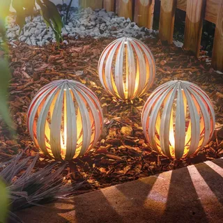 esotec Solar-Dekokugeln Korsika 3erSet Solarleuchte outdoor Ø15cm altweiß 103026