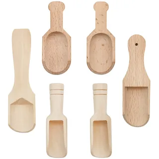 MIPIACE 6 Stück Holzlöffel Klein Mini für Gewürze Salz Kleine Holzschaufel Küche für kaffee Zucker Tee Süßigkeiten Salz Löffelchen Klein