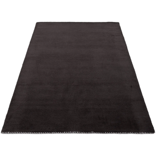 Wollteppich CARPETFINE "Gabbeh Lola Uni", grau (dunkelgrau), B:40cm H:14mm L:60cm, Wolle, Teppiche, Wollteppich, mit natürlichem Pflanzenmaterial von Hand gewebt, auch in Rund