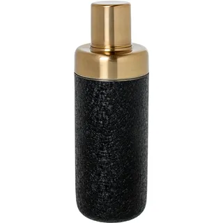 DRW Cocktail-Shaker 550 ml, Edelstahl, mattes Gold, schwarzer Deckel, 7,5 x 7,5 x 23 cm