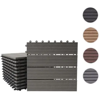 WPC Bodenfliese Rhone, Holzoptik Balkon/Terrasse, 11x je 30x30cm = 1qm ~ Premium, grau linear