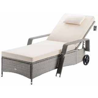 CASARIA Sonnenliege 193 x 90 x 43 cm Schwarz/Creme