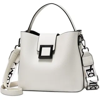 NICOLE & DORIS Damen Handtaschen Klein Modern Schultertaschen PU Leder Frauen Umhängetasche Stilvolle Beuteltasche Abendtasche Handy Tasche mit 2 Schulterriemen Weiß
