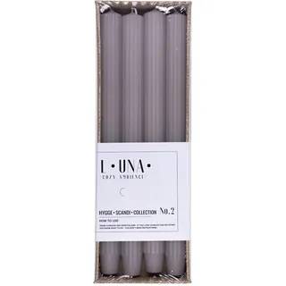 donau home Set Lange Stabkerzen 30 x Ø 2,50 cm grau