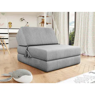 Mirjan24 Sofa Kevin Cord mit Schlaffunktion, Schlafsofa, Bettsessel, Klappmatratze (Farbe: Poso 110) - Grau