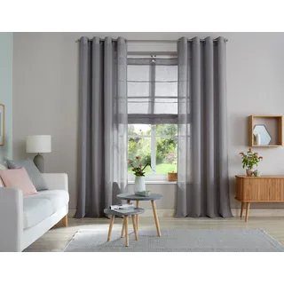 Gardine OTTO HOME "Fiete" Gr. 2, grau (stein), B:140cm H:175cm, Polyester, Gardinen, Gardine, Leinen Optik, monochrom, basic, pflegeleicht, verschiedene Größen