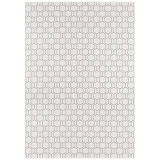 freundin Home Collection Karla Teppich – Wohnzimmerteppich Flachgewebe Kurzflor Modernes Desgin Schlingen-Optik für Esszimmer, Wohnzimmer, Kinderzimmer, Schlafzimmer – Creme Grau, 200x290cm