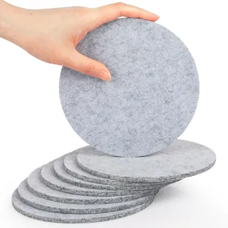 SOSMAR 8 Stück Filzuntersetzer Filzunterlage für Töpfe, Gläser, Teller und Vasen - Rund Ø 15cm x 5mm Untersetzer Filz Tischschoner Tischuntersetzer (Hellgrau)