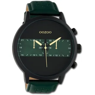 Oozoo Herren Armbanduhr grün Analog C10517 Timepieces Lederarmband UOC10517
