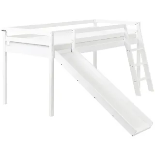 Beliani Halbhochbett Kiefernholz 90/200 cm mit Rutsche Weiß Staple , Holz , 227x110x208 cm , Freizeit & Co, Heimwerken, Werkstatteinrichtung