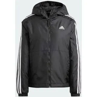 adidas Damen Essentials 3-Stripes Insulated Hooded Jacket, Black, XS