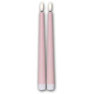 Star Trading 060-24 LED-Stabkerze "Flamme Candy", 2er Set pastellpink, Kunststoff, ca. 2,3x26 cm, naturgetreue Flamme, Batterie, Timer, Vierfarb-Karton