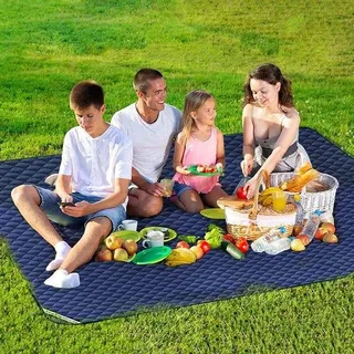 Unyqoos® Picknickdecke – extra groß, wasserdichte, sandabweisende Camping- und Stranddecke mit Schultertasche, faltbar für Camping, Wandern und Reisen - Blau