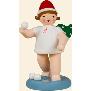 Weihnachtsengel Schneeballwerfer mit Mütze 6,5cm NEU Holzengel weihnachtsengel