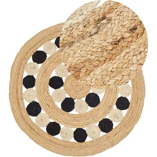 Beliani Teppich HOVIT Schwarz ⌀ 140 cm Jute