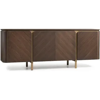Garnitur Sideboard Spiegel Kommode Set Anrichte Braun Holz Esszimmer - Braun