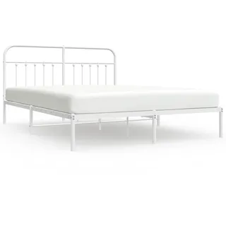 vidaXL Bettgestell mit Kopfteil Metall Weiß 160x200 cm - Weiß