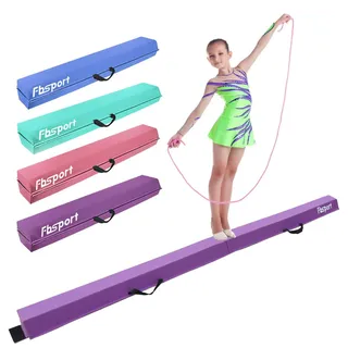 FBSPORT Schwebebalken Kinder 180/210/240/270/300cm Faltbarer für Zuhause | Extra fester Schaumstoff, PU‐Leder‐Bezug, einfache Reinigung, rutschfeste Unterseite, mit Tragetasche, für alle Turnniveaus