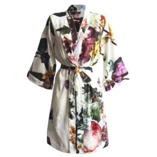 ESSENZA Kimono Fleur Ecru,L, 100% Baumwollsatin, Blumen Pfingstrosen Tulpen