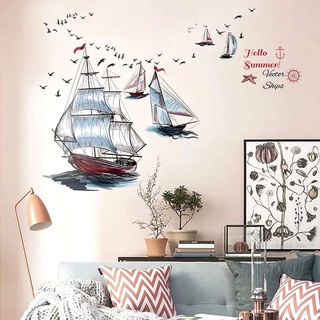 WandSticker4U®- XXL Wandsticker SEGELSCHIFFE I Wandbilder: 105X115 cm I Wandtattoo Segel Boot Maritim Ozean Meer See Anker Fliesen-Aufkleber I Wand Deko Wohn- und Schlafzimmer Bad Küche Flur GROSS