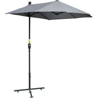 Outsunny Sonnenschirm, Stahl, Polyesterstoff, Dunkelgrau , Metall , 200x190 cm , Sonnenschutz, Sonnenschirme