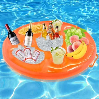 Forbabe Getränkehalter Pool, Große Kapazität Schwimmender mit Griff -Orange