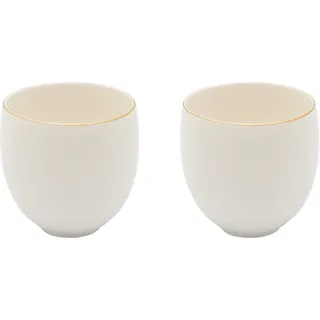 Bredemeijer 2-teilige Teebecher im Set Porzellan weiß mit Goldrand - Klassische Teetassen mit je 280 ml Fassungsvermögen