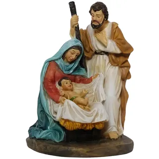 Kaltner Präsente Weihnachtsdekoration: Krippenblock Familienblock Heilige Familie Figur Maria Josef mit Jesus Kind Krippe, Handbemalte Weihnachtskrippe, Traditionelle Krippenfiguren (Höhe 10 cm)