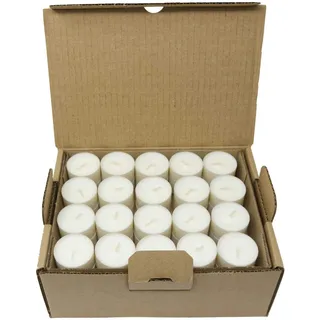 Packung mit 80 kompostierbaren Tasse Teelichtern Industrielle Kompostierung Rapswachs, natürliches Wachs, paraffinfrei Duftkerzen in Kraftbox, plastikfrei (80 Teelichter - 6 Stunden Brenndauer)