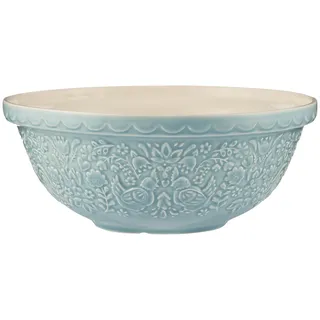 Mason Cash Rührschüssel Home to Roost, 26 cm, Steinzeug, Hühner-Relief | Backschüssel, hellblau, Hochglanzglasur, splitterfest, für Teig, Salat und Obst, robuste Keramik, 85 Qt