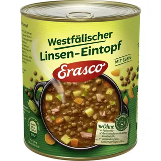 ERASCO Westfälischer Linsen-Eintopf (1 x 800g), In rund 5 Minuten fertig – Mit entereifem Gemüse – Ohne Schnickschnack – Einfach lecker