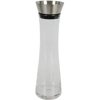Glaskaraffe GK-01 Wasserkaraffe Saftkaraffe 1 Liter aus hochwertigem Borosilkatglas Edelstahldeckel Flasche Dekantierer Wein Dekantierkaraffe Glaskanne Tee Kaffee Glas Krug heiß kalt EIS Wasser