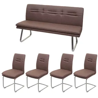 Mendler Esszimmer-Set HWC-H70, Esszimmergruppe Sitzgruppe Esszimmergarnitur, Stoff/Textil Edelstahl gebürste