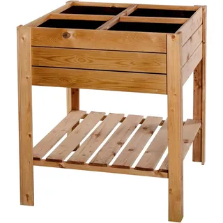 stabiles Hochbeet aus Holz, 80x80 cm, Kräuterbeet, Pflanzkasten - Braun