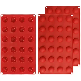 3er Set Silikon Halbkugel Backformen, 24 Hohlräumen pro Form, Flexibles Silikon Schokoladenform Set für Kuchen, Gelee, Pudding, Süßigkeiten und Schokolade
