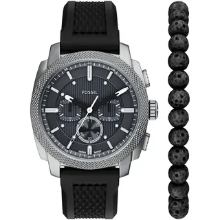 Fossil Machine Herren 42MM Silberfarbene Edelstahluhr, FS6145SET