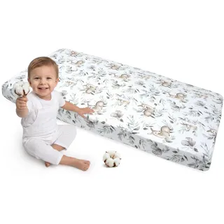 Medi Partners Spannbettlaken 60x120 Baby Bettlaken Kinderbett Spannbetttuch 100% Baumwolle - Fitted Kinder Sheet Bettwäsche Babymatratze Schlafsack Babybett (Kitz und Eichhörnchen)